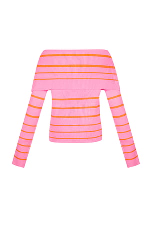 Striped off shoulder top - Pink & orange h5 Picture11