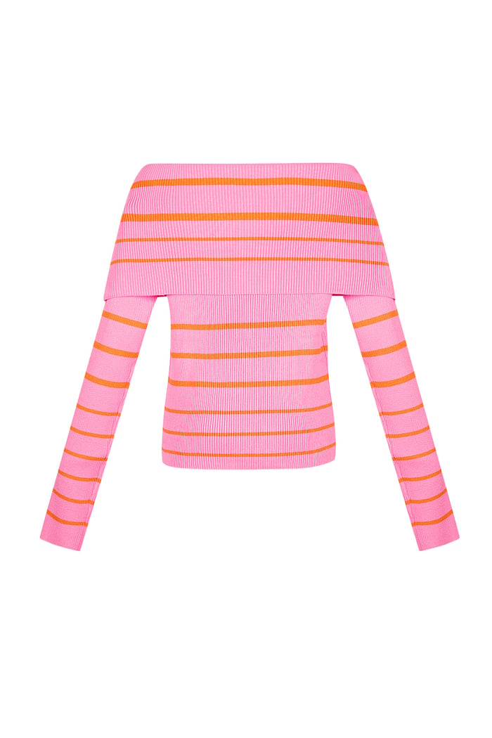 Striped off shoulder top - Pink & orange Picture11