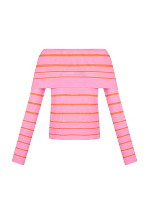 Striped off shoulder top - Pink & orange h5 