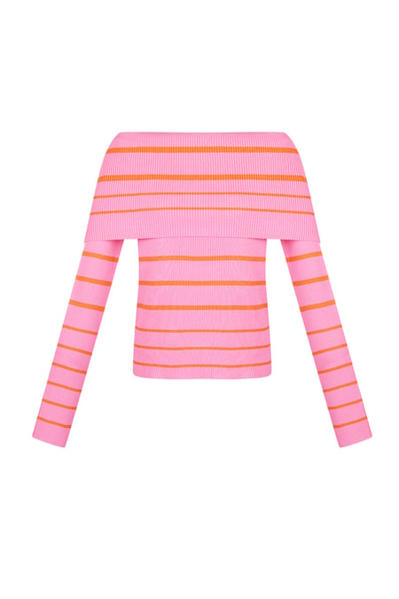 Gestreiftes schulterfreies Top - Pink & Orange 2