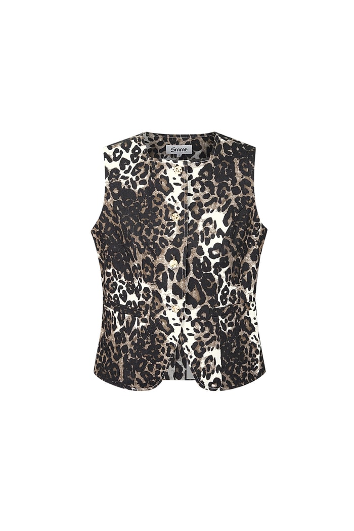 Gilet con stampa leopardata - Marrone 