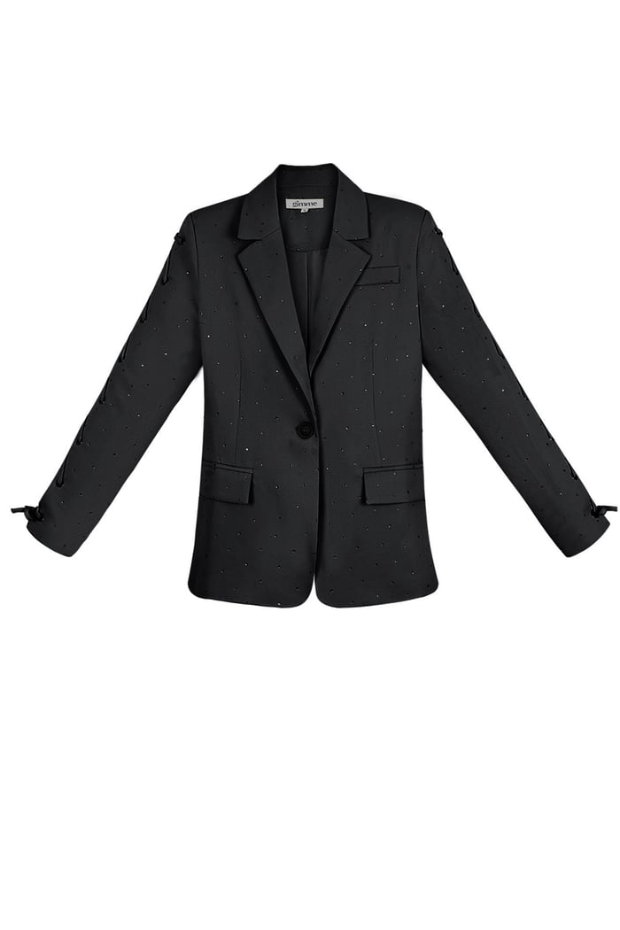 Blazer de piedra con mangas con cordones - negro 