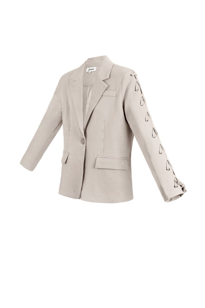 Blazer in pietra con maniche allacciate - beige Immagine5