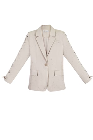 Blazer in pietra con maniche allacciate - beige h5 