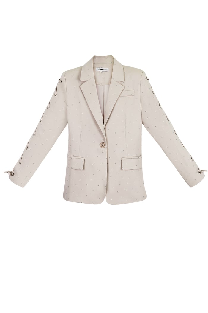 Blazer in pietra con maniche allacciate - beige 