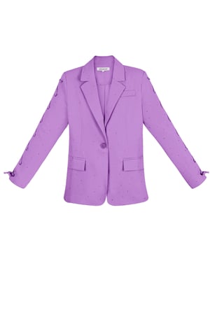 Blazer with stones and lace-up sleeves - purple h5 