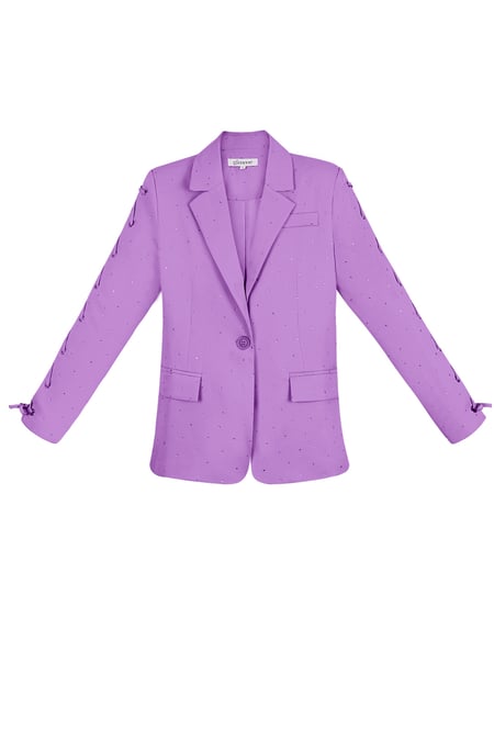 Blazer with stones and lace-up sleeves - purple