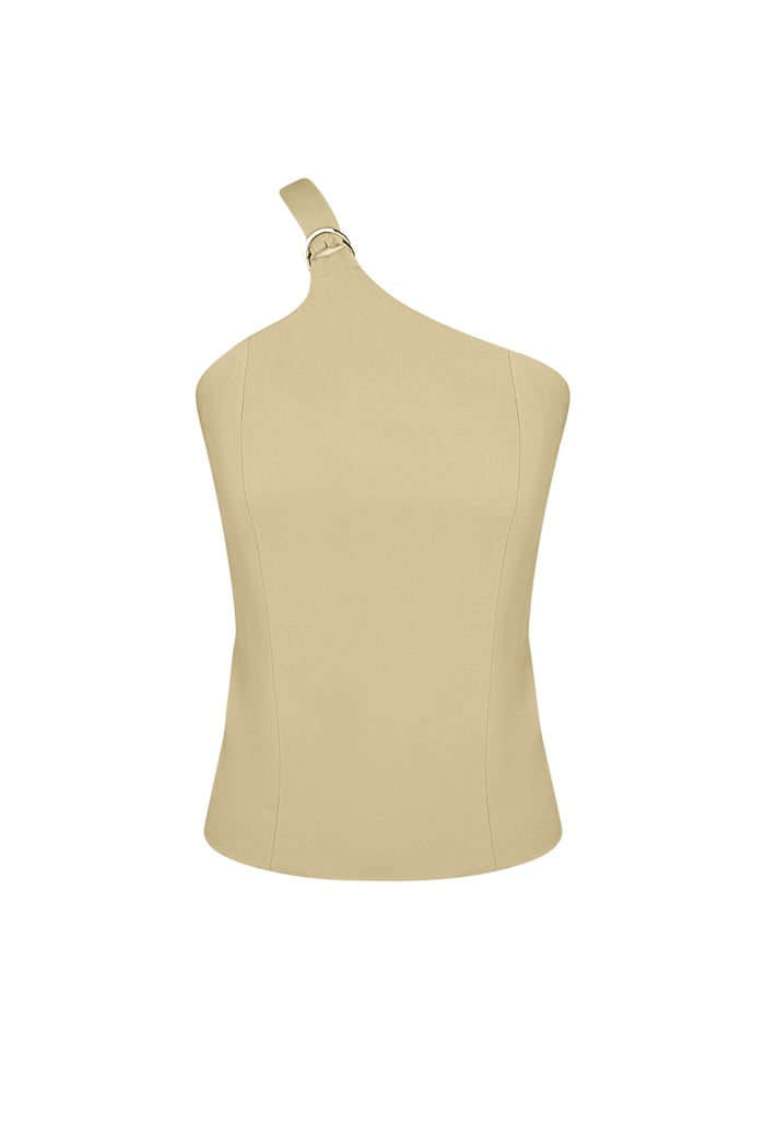 Top cargo con un solo hombro - Beige 