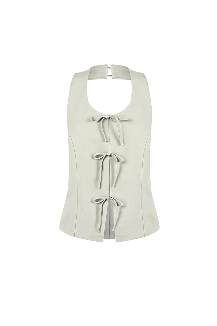 Bow Sleeveless Top - Beige  