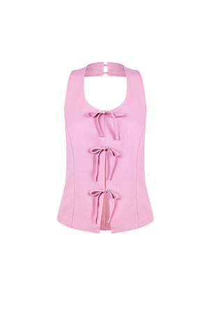 Bow Sleeveless Top - Pink  h5 