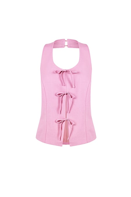 Bow Sleeveless Top - Pink  2