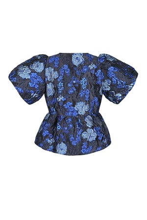 Kurzarm-Top mit Blumenmuster - Blau  h5 Bild9