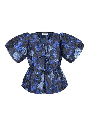 Kurzarm-Top mit Blumenmuster - Blau  h5 