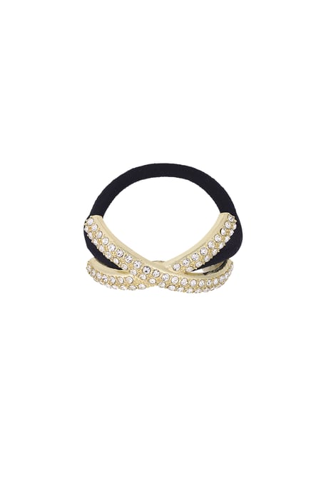 Crossed shimmer hair elastic - Gold color