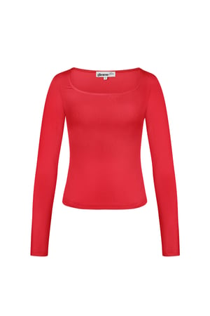 Everyday fit longsleeve low neck - Red h5 