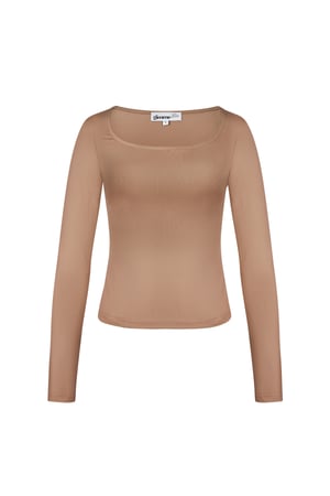 Everyday fit longsleeve low neck - Brown h5 