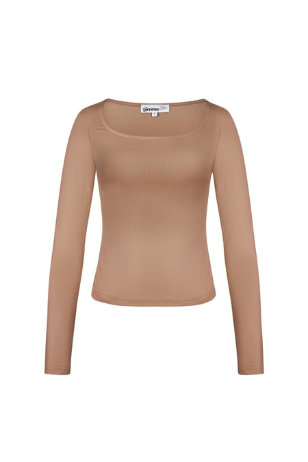 Everyday fit longsleeve low neck - Brown 2