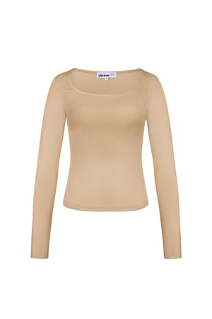 Everyday fit long sleeve low neck - Beige h5 