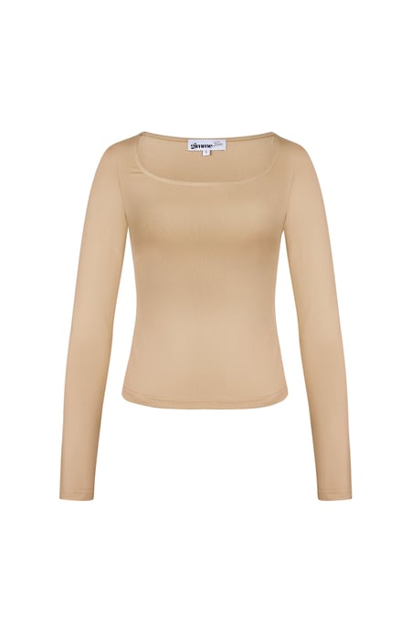 Everyday fit long sleeve low neck - Beige 2