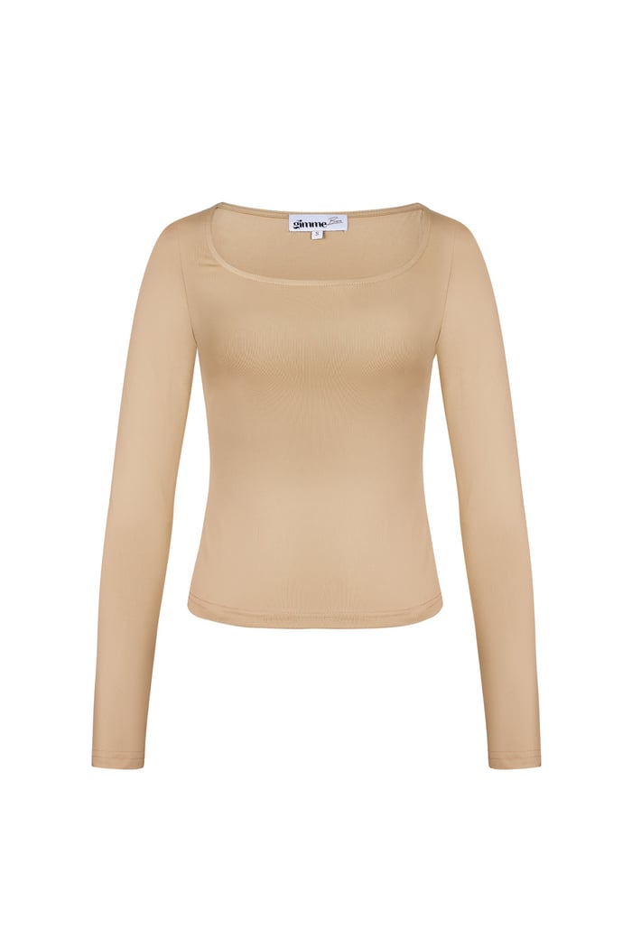 Everyday fit long sleeve low neck - Beige 