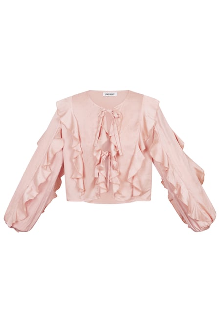 Blouse with ruffles - light pink