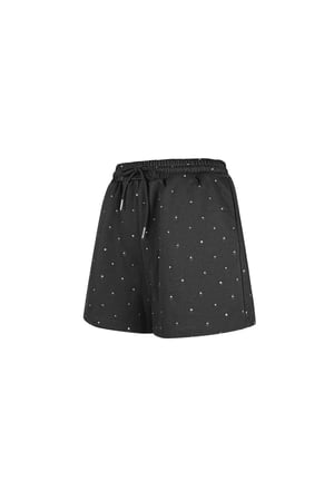 Short jogging en tissu avec strass - Noir h5 Image5