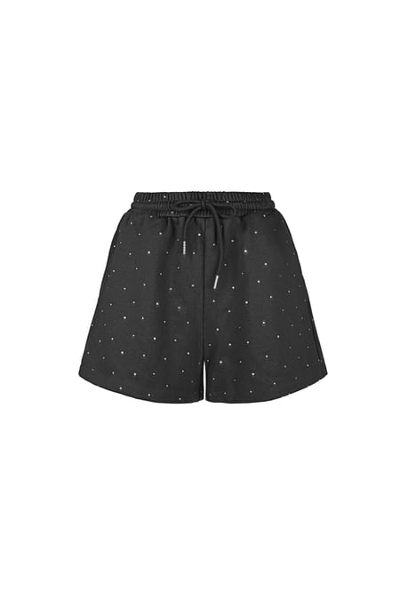 Jogging fabric shorts with rhinestones - Black