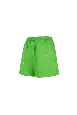 Jogging fabric shorts with rhinestones - Green h5 Picture5