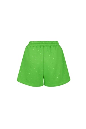 Jogging fabric shorts with rhinestones - Green h5 Picture6