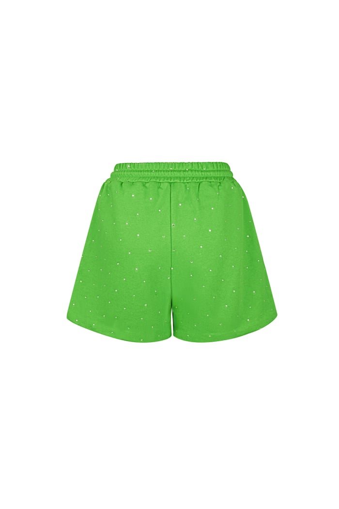 Jogging fabric shorts with rhinestones - Green Picture6