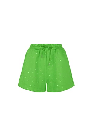 Jogging fabric shorts with rhinestones - Green h5 