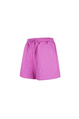 Joggingstof short met studs - Roze h5 Afbeelding5