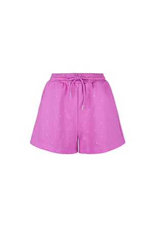 Joggingstof short met studs - Roze h5 