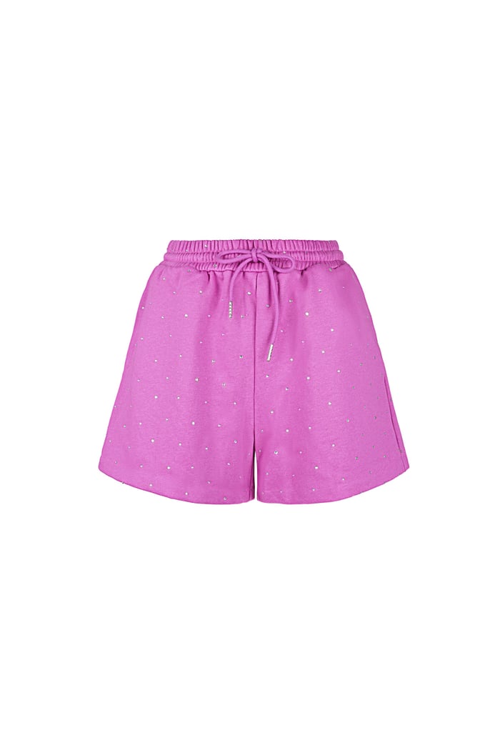 Joggingstof short met studs - Roze 