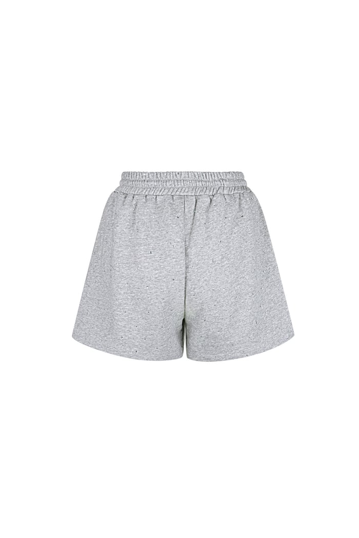 Jogging fabric shorts with rhinestones - Grey Picture10