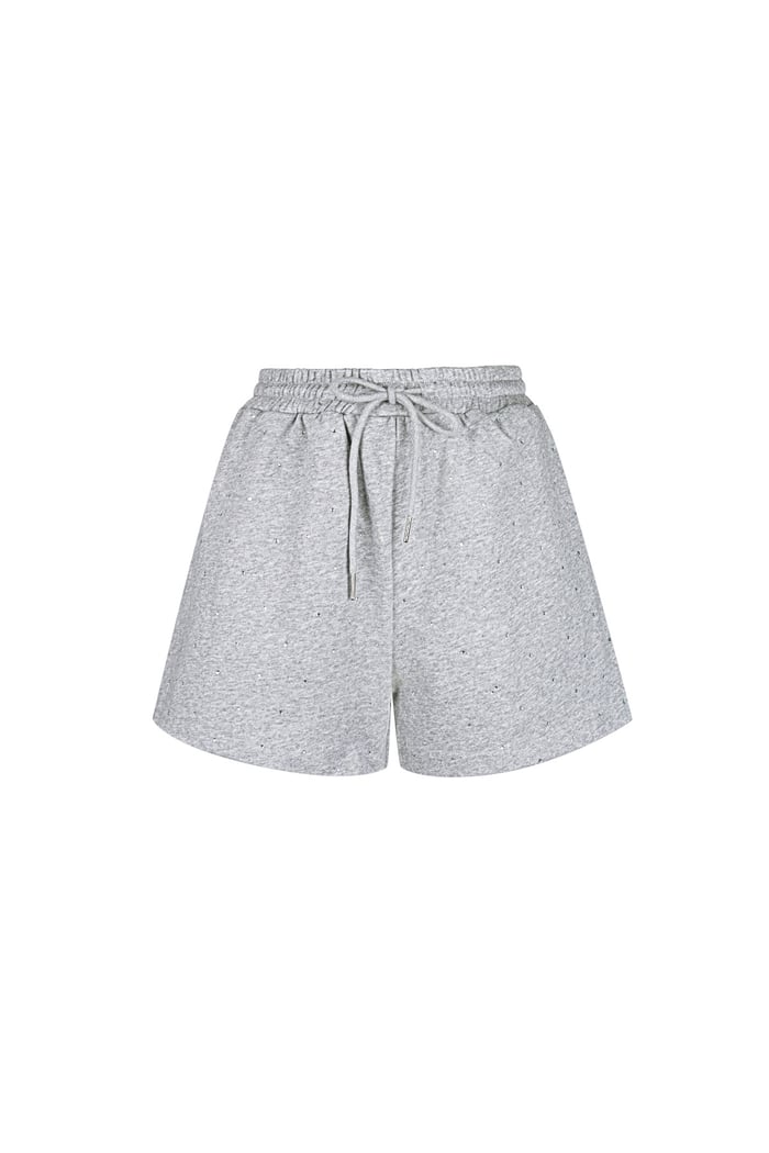 Jogging fabric shorts with rhinestones - Grey 