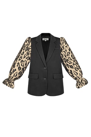 Blazer femminile con maniche a pantera - Nero marrone h5 