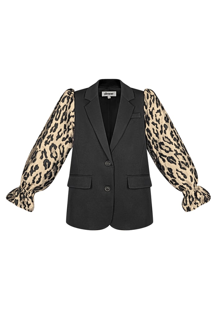 Blazer femminile con maniche a pantera - Nero marrone 