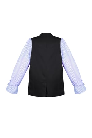 Blazer with striped blouse sleeves - black & blue h5 Picture6