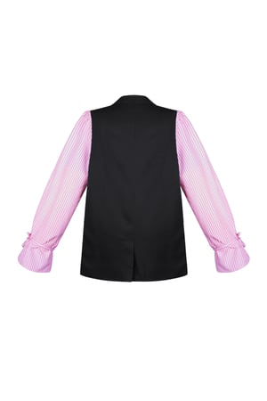 Blazer con maniche a blusa a righe - Nero e rosa h5 Immagine6