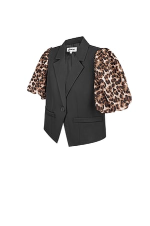 It girl blazer with panther sleeves - Brown black h5 Picture5