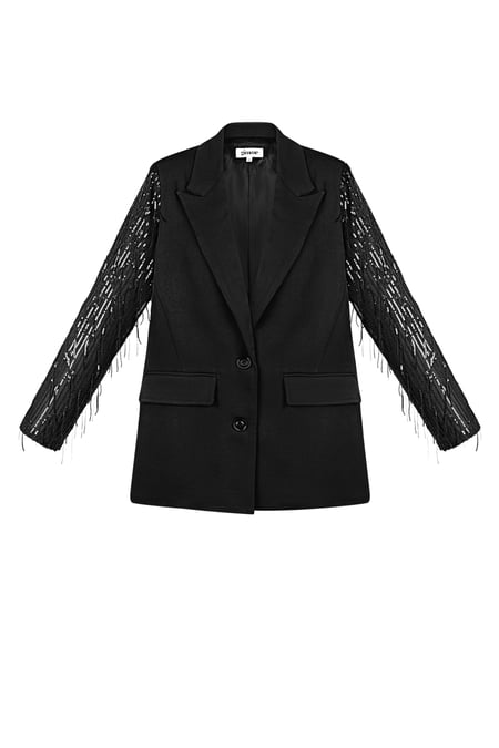 Blazer mit Glitzerärmeln - Schwarz 2