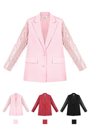 Blazer glitter mouwen - Roze h5 Afbeelding5