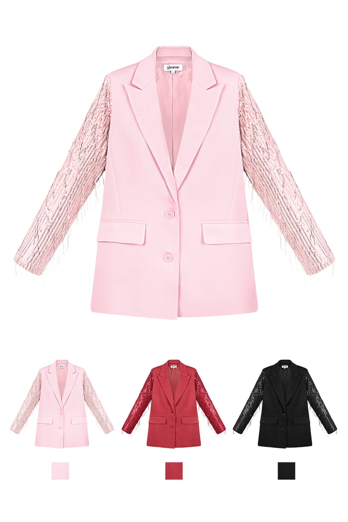 Blazer glitter mouwen - Roze Afbeelding5