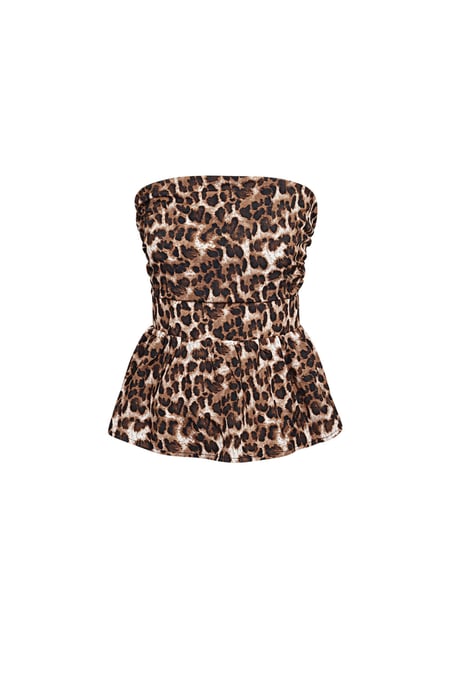 Top svasato con stampa leopardata - Marrone