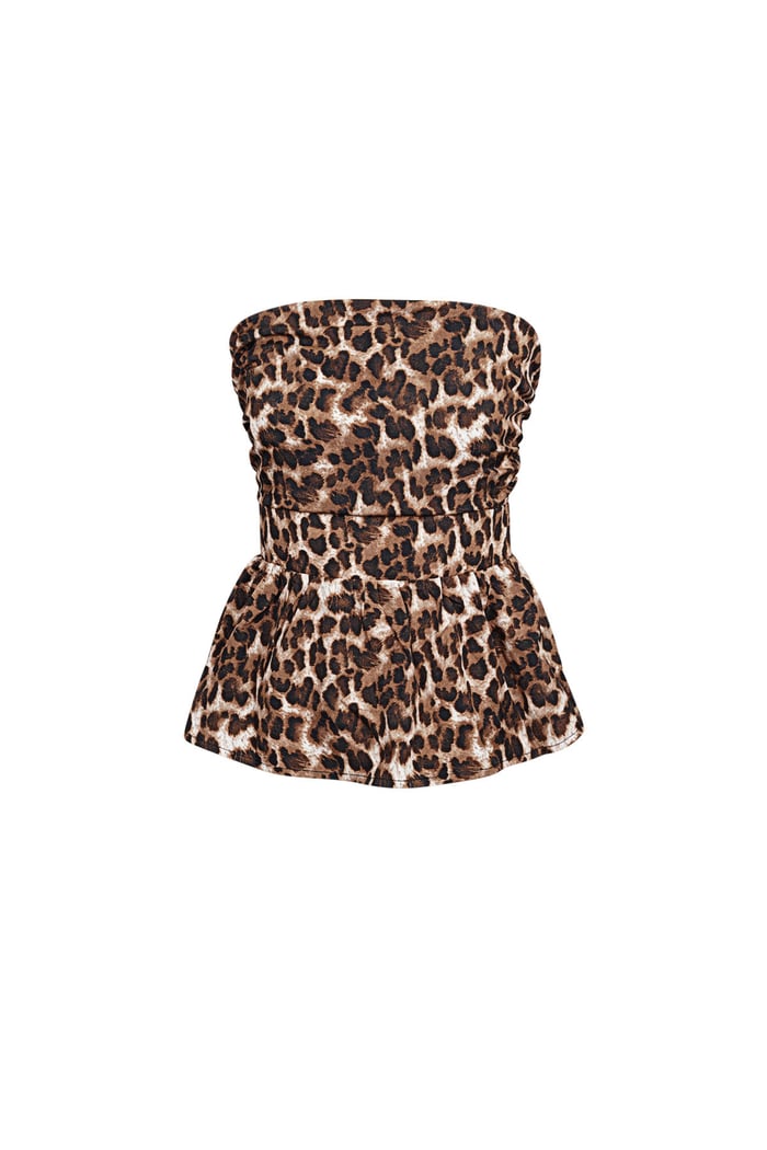 Top acampanado con estampado de leopardo - Marrón 