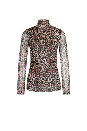 Leopard Print Mesh Top - Brown h5 