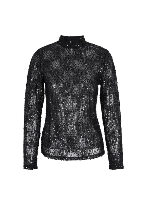 Lace top with glitter - black