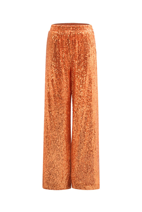 Glitter Straight Pants - Orange