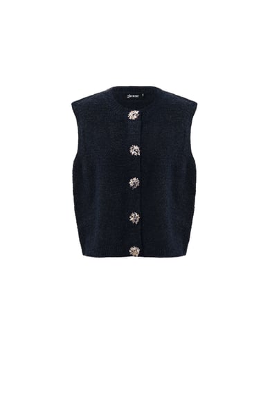 Chaleco de punto de fibra de poliéster (poliéster) Color sólido Ropa casual Otoño/Invierno h5 